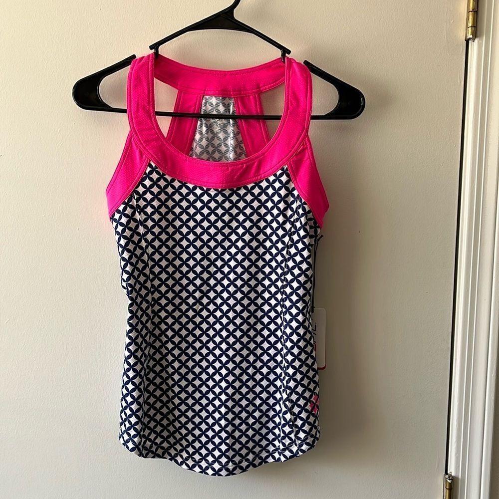 Jofit Scoop Tennis Tank Size XS NWT Blue/white print